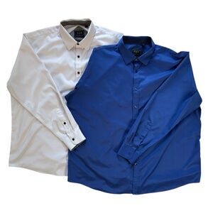 FLEX Men's Luxury Collection 3XL Button Down Shirts Bundle - Royal Blue & White